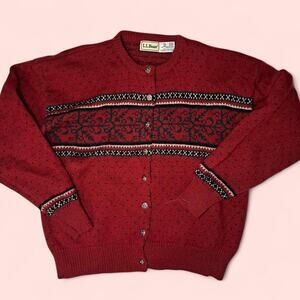 Vintage llbean red and black sweater